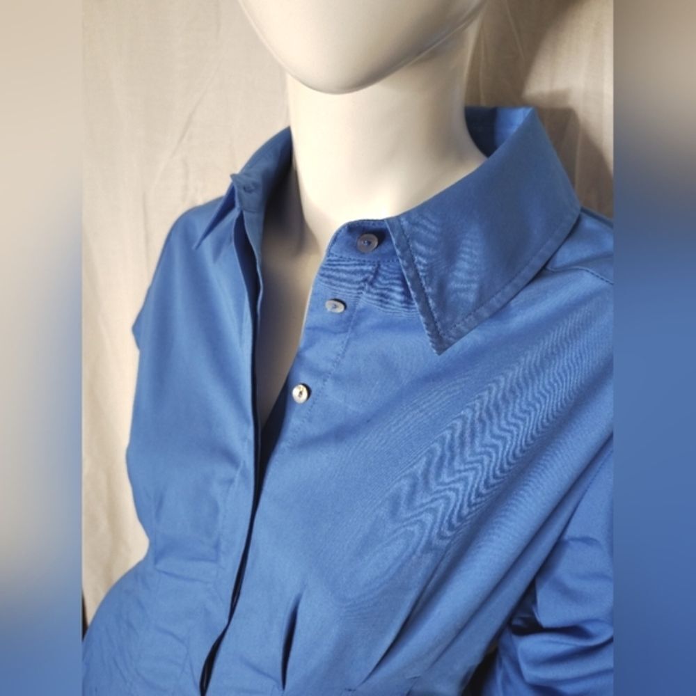 Elie Tahari Megan Markle Button Down French Blue Shirt  Midi Dress Sz 6 - Picture 6 of 16
